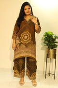 Brown printed ethnic suit