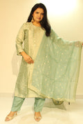 Mint dola silk banarasi suit