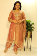 Onion pink crossed tissue ethenic suit